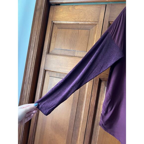 Lou & Grey Women's Crewneck Mixed Media Blouse Dolman Long Sleeve Maroon Size M - Picture 4 of 8